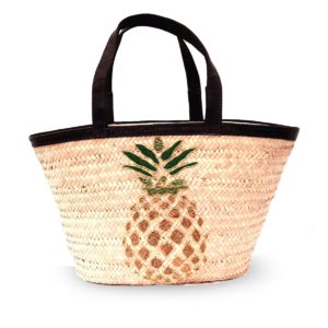 Couffin traditionnel en natte de jonc motif Ananas 37 x 23
